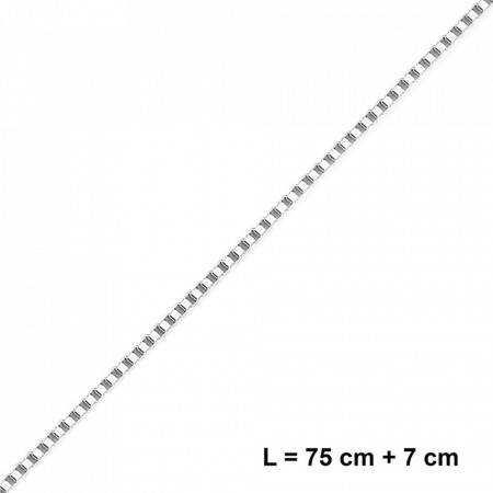 Lantisor Veneziana, 82 cm, placat cu un strat de aur 24K si 2 straturi argint (1000 si 925)-Argintiu-7762