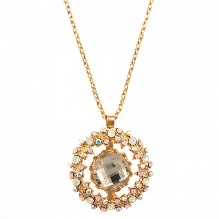Pandantiv cu lant placat cu Aur roz de 24K, cu cristale Swarovski, Aura | 5040/5-1112RG-Multicolor-6332