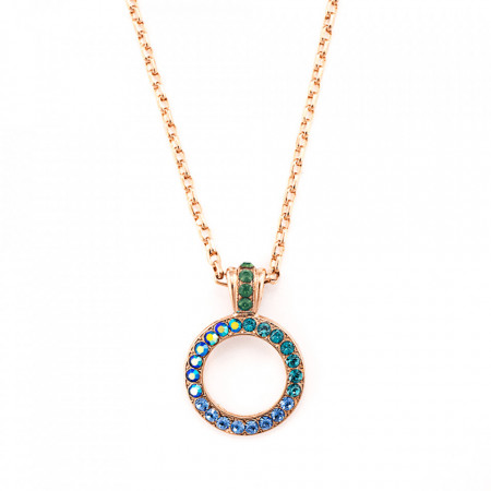 Pandantiv cu lant placat cu Aur roz de 24K, cu cristale Swarovski, Julia | 5045-3322RG-Albastru-6342