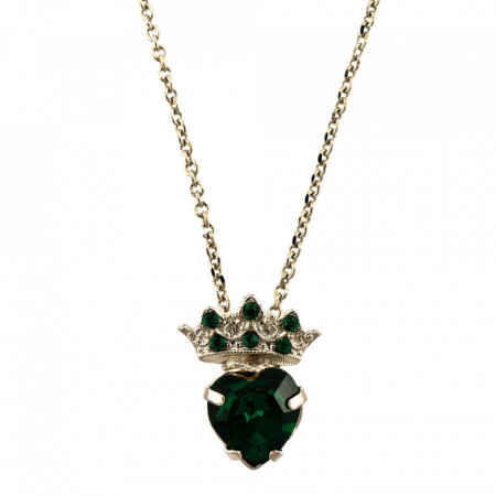 Pandantiv cu lant placat cu rodiu, cu cristale Swarovski, Emerald | 5543-205RO-Verde-6982