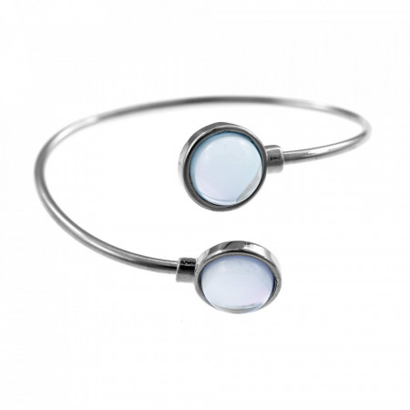 Bratara placata cu argint - Duo Moonstone Bangle cu pietre semipretioase Piatra Lunii-Alb-8813