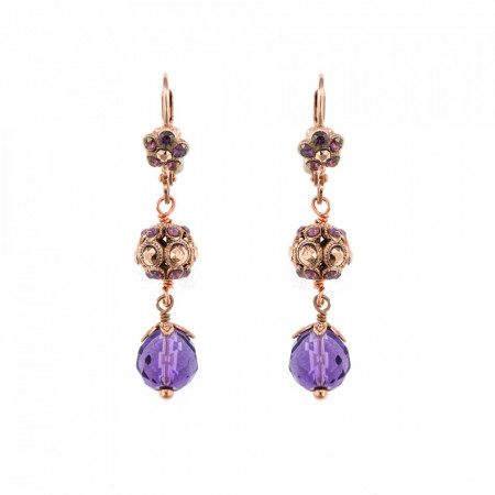 Cercei placati cu Aur roz de 24K, cu cristale Swarovski, Bohemian Rhapsody | 1134-M1072RG1-Mov-2043