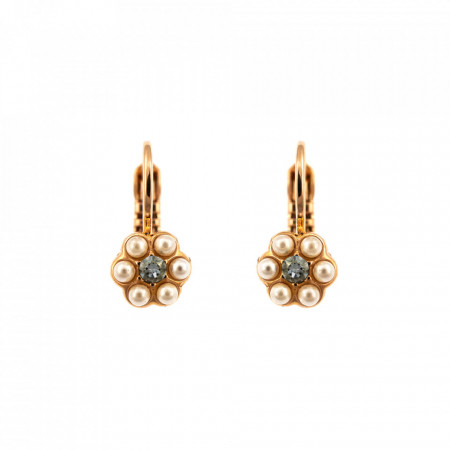 Cercei placati cu Aur roz de 24K, cu cristale Swarovski, Earl Grey | 1166/1-1132RG6-Alb/Gri-9113