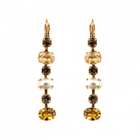 Cercei placati cu Aur roz de 24K, cu cristale Swarovski, Earl Grey | 1508/3-1132RG6-Gri/Bej-9133