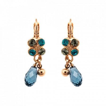 Cercei placati cu Aur roz de 24K, cu cristale Swarovski, Nightfall | 1004-1114RG6-Albastru-1273