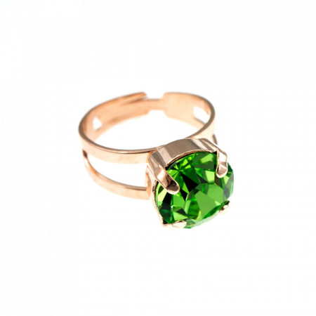 Inel placat cu Aur roz de 24K, cu cristale Swarovski, August Lucky Birthstone | 7048-214RG-Verde-7473