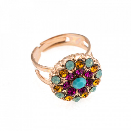 Inel placat cu Aur roz de 24K, cu cristale Swarovski, Happy Days | 7217-1007RG-Multicolor-7783