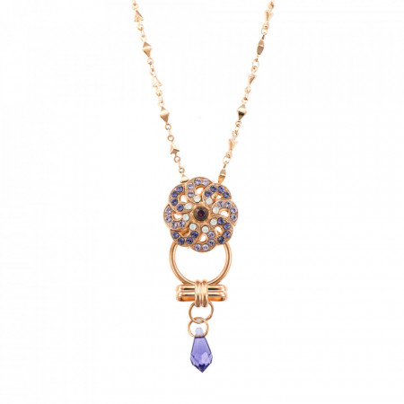 Pandantiv cu lant placat cu Aur roz de 24K, cu cristale Swarovski, Purple Rain | 5083-1062RG-Mov-6413