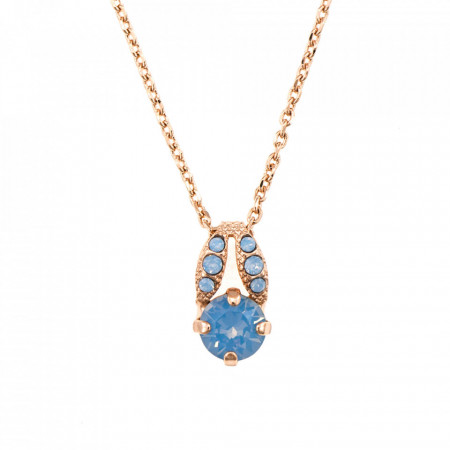 Pandantiv cu lant placat cu Aur roz de 24K, cu cristale Swarovski, Spring Flowers | 5435-120120RG-Albastru-6953
