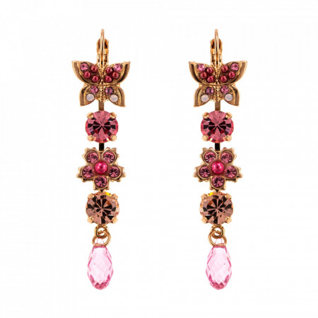 Cercei placati cu Aur roz de 24K, cu cristale Swarovski, Antigua | 1414/3-223-1RG6-Roz-5604