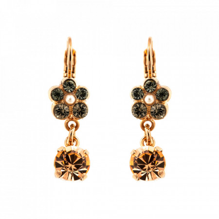 Cercei placati cu Aur roz de 24K, cu cristale Swarovski, Earl Grey | 1152/3-1132RG6-Alb/Gri, Gri/Bej-9104