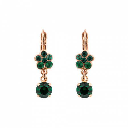 Cercei placati cu Aur roz de 24K, cu cristale Swarovski, Emerald | 1152/3-205205RG6-Verde-5304