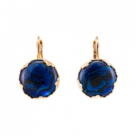 Cercei placati cu Aur roz de 24K, cu cristale Swarovski, Fern | 1374M-81RG6-Blue-Albastru-5474