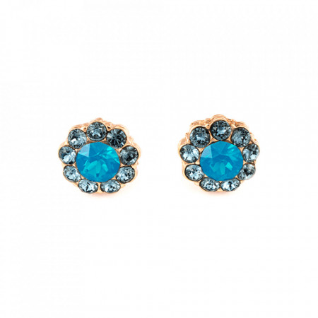 Cercei placati cu Aur roz de 24K, cu cristale Swarovski, Nightfall | 1379-1316RG2-Albastru-5494