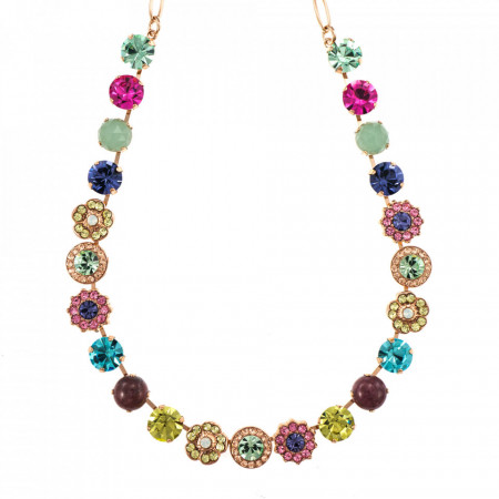Colier placat cu Aur roz de 24K, cu cristale Swarovski, Flower Power | 3045/1-M803RG-Multicolor-6284