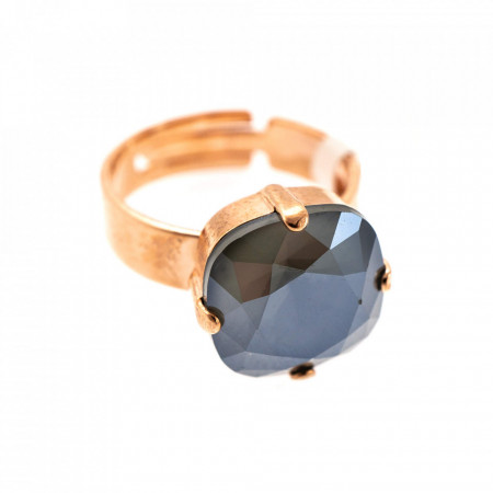Inel placat cu Aur roz de 24K, cu cristale Swarovski, Black Diamond | 7326/4-254RG-Gri-7554