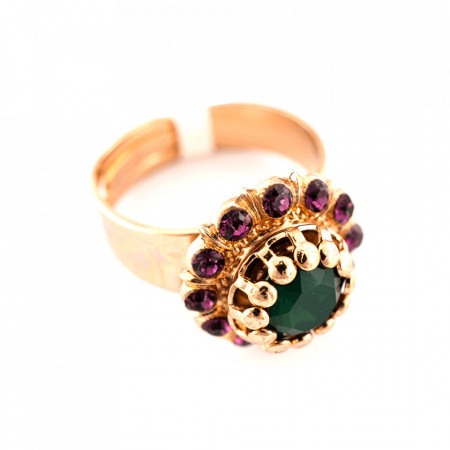 Inel placat cu Aur roz de 24K, cu cristale Swarovski, Luck | 7173-1019RG-Multicolor-7734