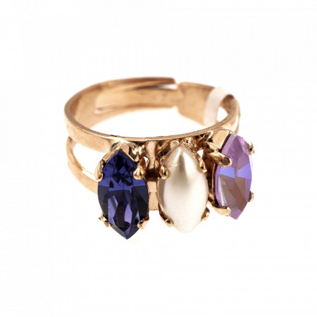 Inel placat cu Aur roz de 24K, cu cristale Swarovski, Romance | 7633/4-139-10RG-Multicolor-7694