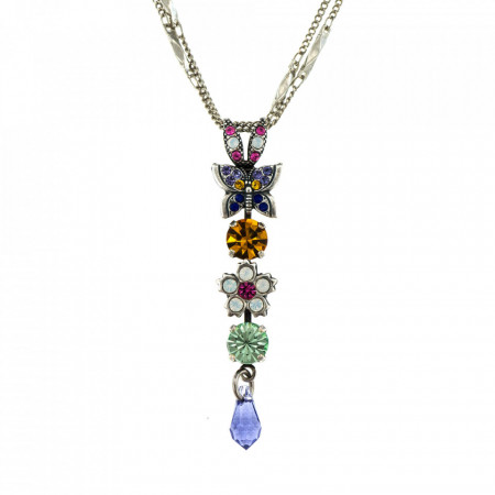 Pandantiv cu lant placat cu Argint 925, cu cristale Swarovski, Flower Power | 5414/2-M803SP-Multicolor-6934