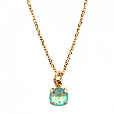 Pandantiv cu lant placat cu Aur roz de 24K, cu cristale Swarovski, Fern | 5440-146RG-Verde-8934