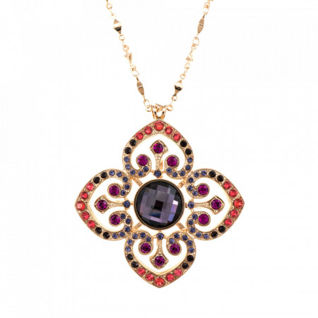 Pandantiv cu lant placat cu Aur roz de 24K, cu cristale Swarovski, Xenia - Odyssey | 5050-1091RG-Multicolor-6344