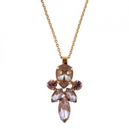 Pandantiv cu lant placat cu Aur roz de 24K, cu cristale Swarovski, Cappuccino DeLite | 5030/70-148212RG-Multicolor-6304