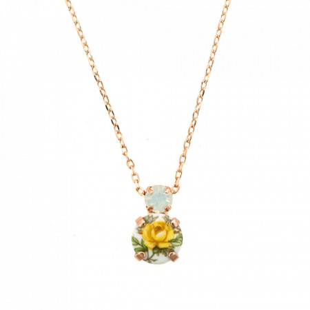 Pandantiv cu lant placat cu Aur roz de 24K, cu cristale Swarovski, Yellow Brick Road | 5062/1-203RG-Galben-6374