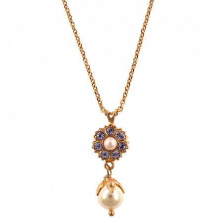Pandantiv cu lant placat cu Aur roz de 24K, cu cristale Swarovski, Romance | 5074/2-M48-10RG-Multicolor-6394