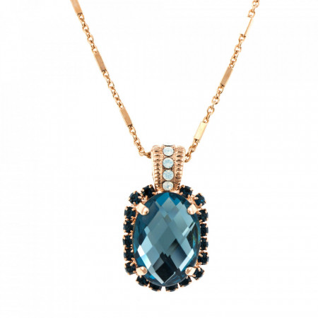 Pandantiv cu lant placat cu Aur roz de 24K, cu cristale Swarovski, Nightfall | 5522/5-1069RG-Albastru-6964