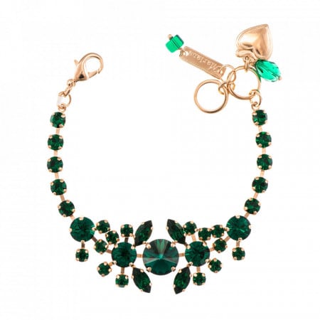 Bratara placata cu Aur roz de 24K, cu cristale Swarovski, Emerald | 4326/1-205205RG-Verde-1105