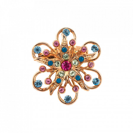 Brosa placata cu Aur roz de 24K, cu cristale Swarovski, Spring Flowers | 2016-2141RG-Multicolor-1215