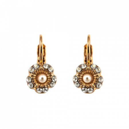 Cercei placati cu Aur roz de 24K, cu cristale Swarovski, Earl Grey | 1028/3-1132RG6-Alb/Gri-9045