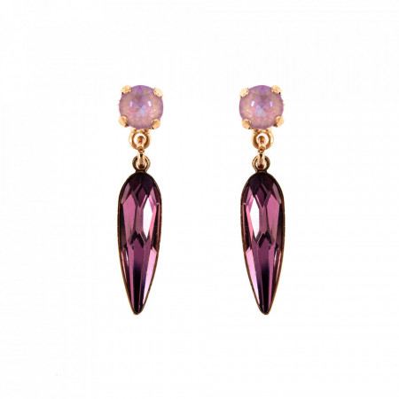 Cercei placati cu Aur roz de 24K, cu cristale Swarovski, Lavender | 1030/20-1910RG2-Mov-1355
