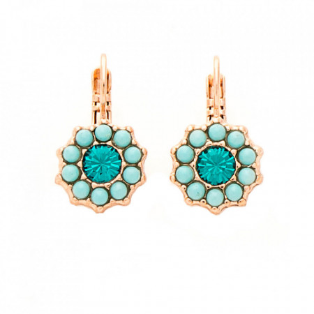 Cercei placati cu Aur roz de 24K, cu cristale Swarovski, Sapphire Sky | 1157-1037RG6-Verde-5335