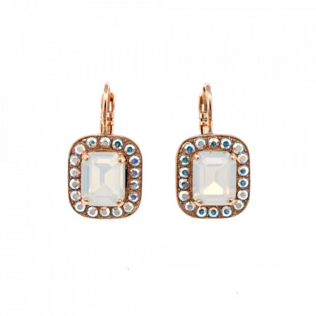 Cercei placati cu Aur roz de 24K, cu cristale Swarovski, Seashell | 1040/1-1201RG6-Alb-1495