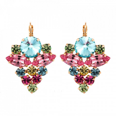 Cercei placati cu Aur roz de 24K, cu cristale Swarovski, Spring Flowers | 1037R/1-2141RG6-Multicolor-1485