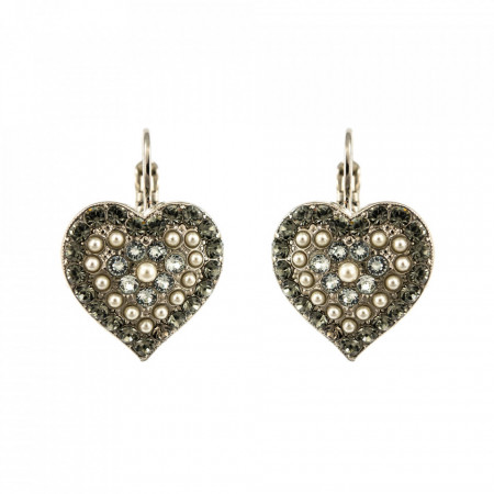 Cercei placati cu rodiu, cu cristale Swarovski, Earl Grey | 1007-1132RO6-Alb/Gri-8985
