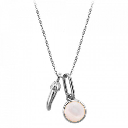 Colier placat cu argint Lucky Chili Pepper si piatra semipretioasa Mother of Pearl (Sidef)-Argintiu-8495