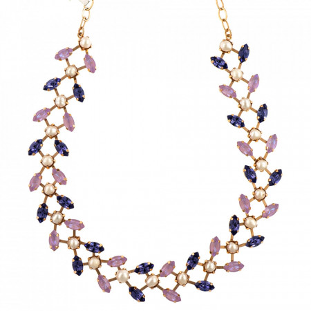Colier placat cu Aur roz de 24K, cu cristale Swarovski, Romance | 3128/3-139-10RG-Multicolor-6105