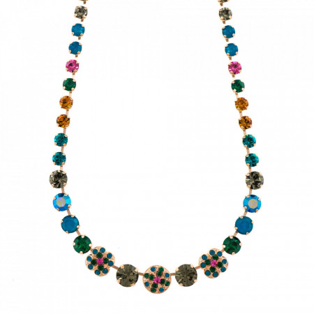 Colier placat cu Aur roz de 24K, cu cristale Swarovski, Selene - Odyssey | 3145/3-1086RG-Multicolor-6115