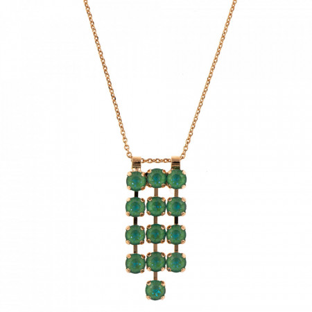 Pandantiv cu lant placat cu Aur roz de 24K, cu cristale Swarovski, Silky Sage DeLite | 5430/3-169169RG-Verde-6945