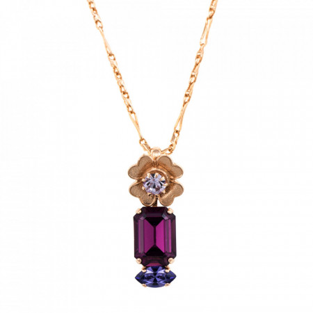 Pandantiv cu lant placat cu Aur roz de 24K, cu cristale Swarovski, Purple Rain | 5099/1-1062RG-Mov-6425