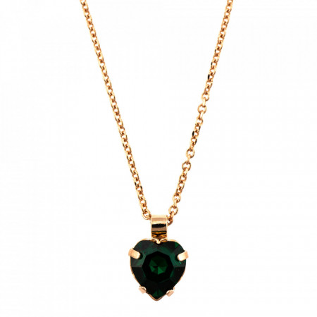 Pandantiv cu lant placat cu Aur roz de 24K, cu cristale Swarovski, Emerald | 5100/3-205RG-Verde-6435