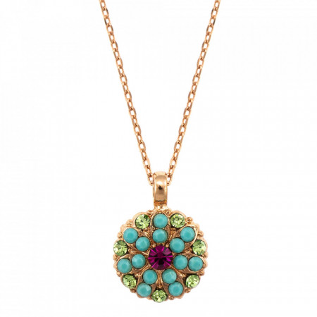Pandantiv cu lant placat cu Aur roz de 24K, cu cristale Swarovski, Guardian Angel | 5212-333RG-Multicolor-6825