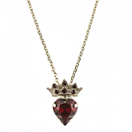 Pandantiv cu lant placat cu rodiu, cu cristale Swarovski, Lady In Red | 5543-208208RO-Rosu-6985