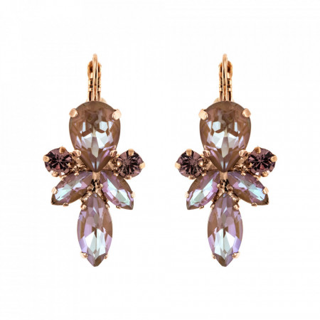 Cercei placati cu Aur roz de 24K, cu cristale Swarovski, Cappuccino DeLite | 1030/70-148212RG6-Multicolor-1366
