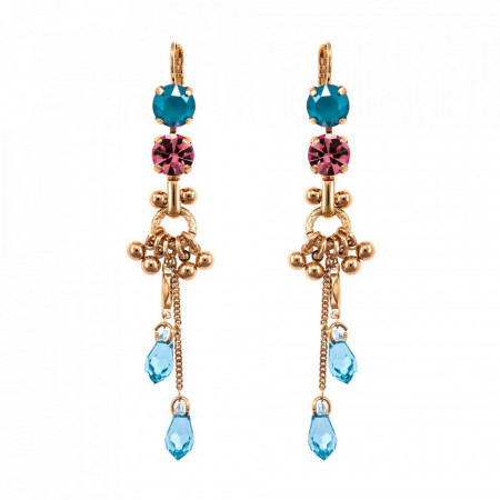 Cercei placati cu Aur roz de 24K, cu cristale Swarovski, Spring Flowers | 1160/2-2141RG6-Multicolor-5356