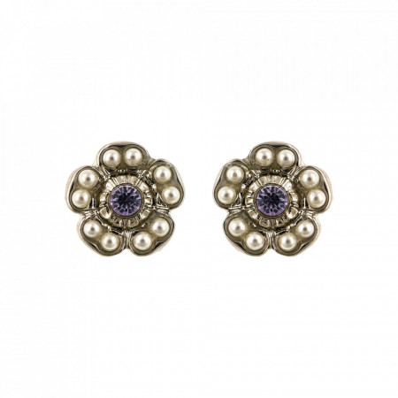 Cercei placati cu rodiu, cu cristale Swarovski, Romance | 1504/2-139-10RO2-Multicolor-6086