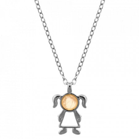 Colier placat cu argint - The Precious Little Girl si piatra semipretioasa Quartz Roz-Roz-7786