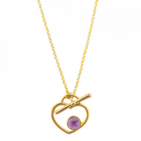 Colier placat cu aur - Wellness in my Heart si piatra semipretioasa Ametist-Mov-8826